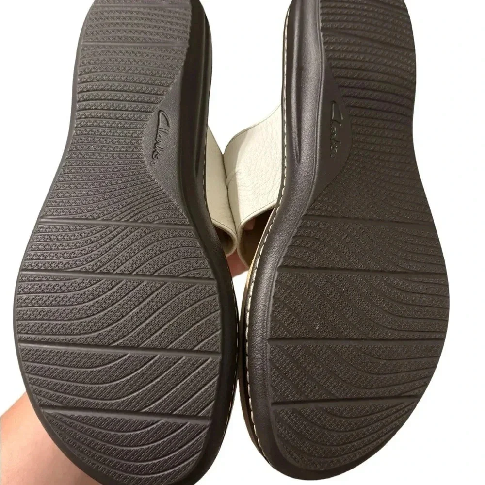 🤍 Clarks Women’s‎ Laurieann Rae Leather Thong Sandals White Sz 11 🤍 - Picture 3 of 5